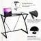 Costway Glass Top Computer Desk Laptop Writing Study Workstation Z-Shaped Metal Frame